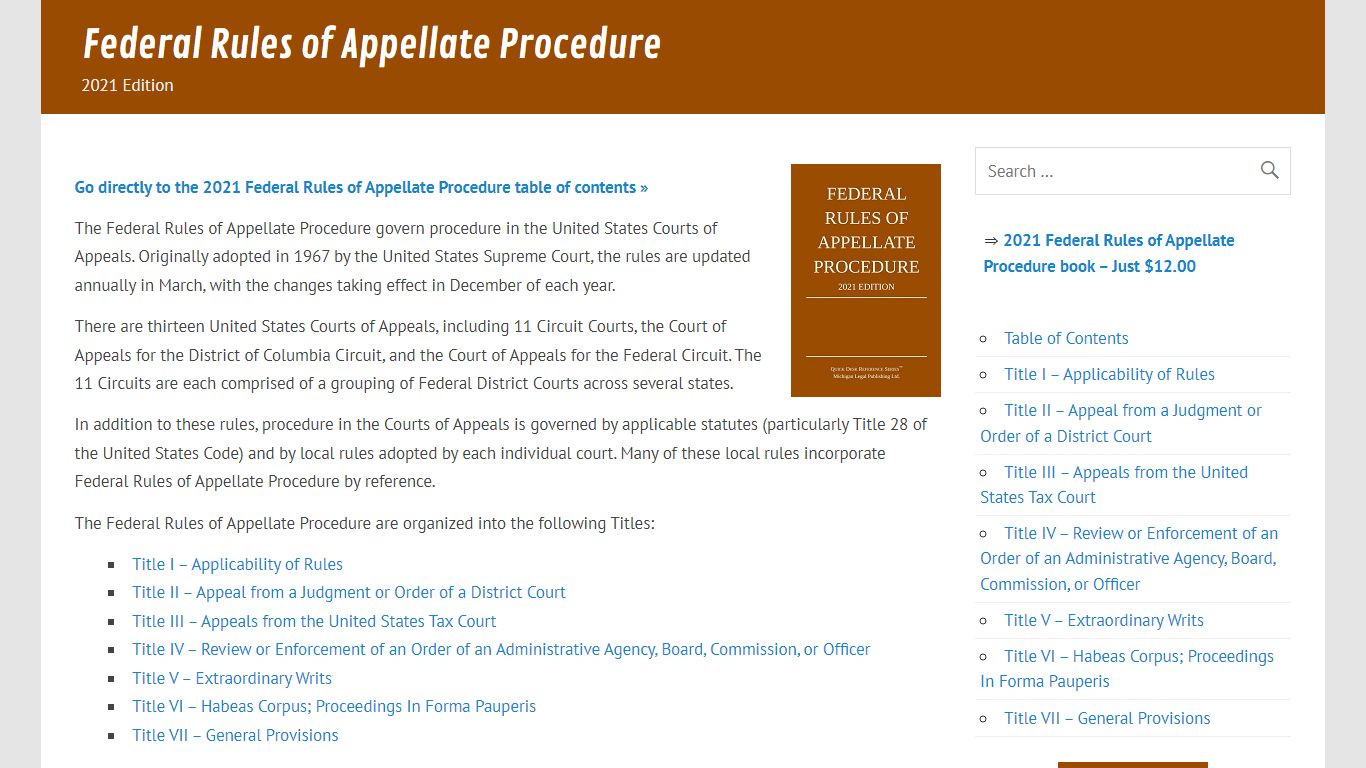 Federal Rules of Appellate Procedure | 2021 Official Edition